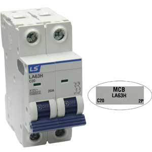 Aptomat cài MCB khung 63AF LS LA63H 2P C20A