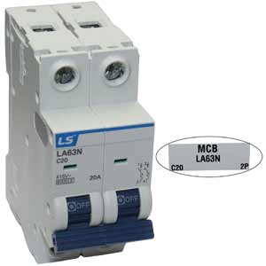 Aptomat cài MCB khung 63AF LS LA63N 2P C20A