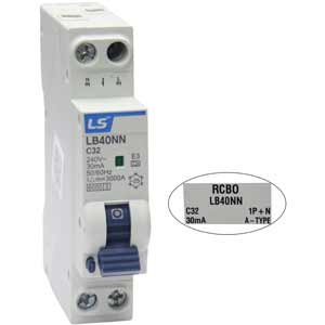 Áp tô mát chống giật dòng ngắn mạch 6kA LS LB40NN 1P+N C32 30mA A-TYPE