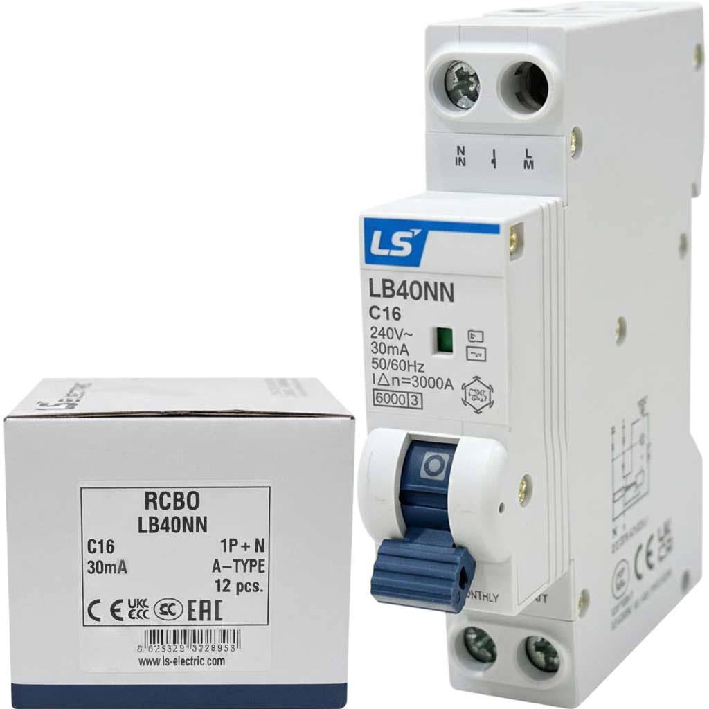 Áp tô mát chống giật dòng ngắn mạch 6kA LS LB40NN 1P+N C16 30mA A-TYPE