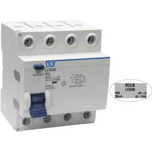 Áp tô mát chống giật dòng ngắn mạch 6kA LS LC63N 3P+N 40A 30mA AC-TYPE