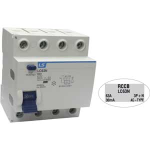 Áp tô mát chống giật dòng ngắn mạch 6kA LS LC63N 3P+N 63A 30mA AC-TYPE