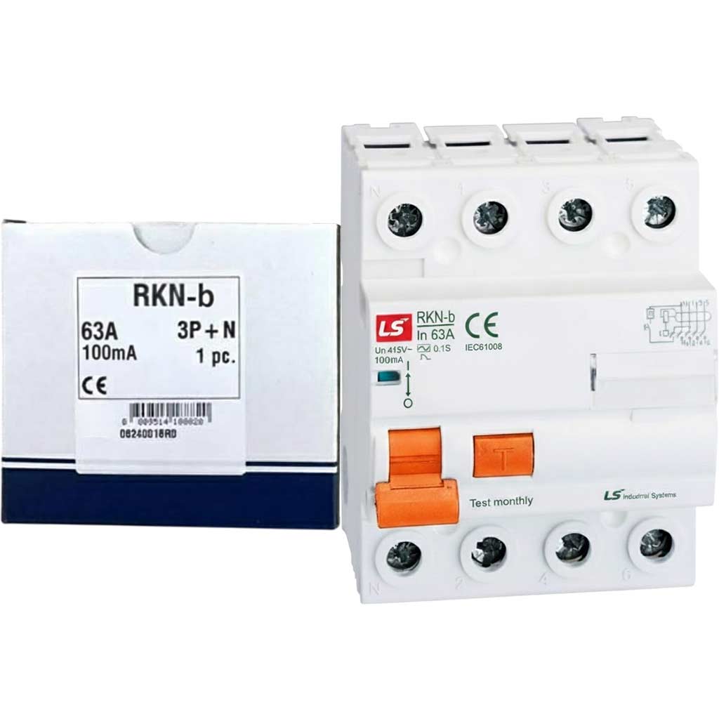 Aptomat chống giật LS RKN-b 3P+N 63A 100mA