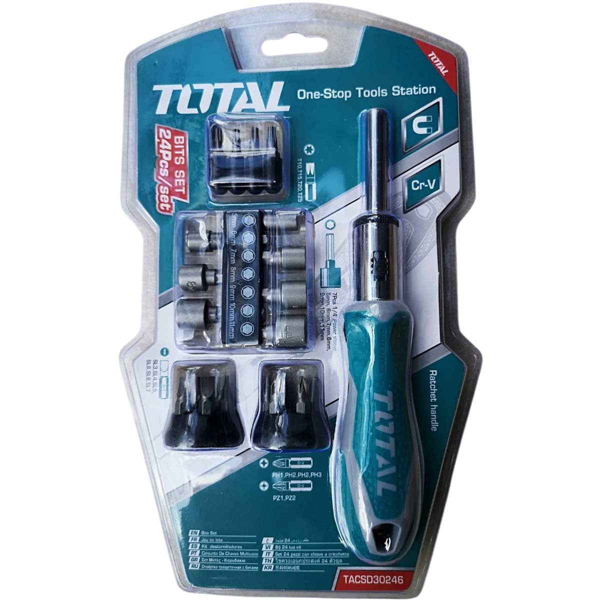 Bộ tua vít tay cầm bánh cóc 24 món TOTAL TACSD30246