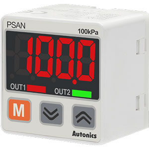 Cảm biến áp suất loại hiển thị dạng số AUTONICS PSAN-01CA-RC1/8 12...24VDC; Áp suất tương đối; 0...100kPa; Ngõ ra điều khiển: 4...20mA, NPN open collector; Khí nén (khí ga, Không khí)