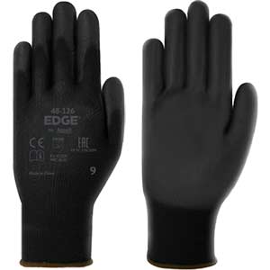 Găng tay chịu mài mòn ANSELL EDGE 48-126 (8) Size: 8; Vật liệu: Vải dệt kim; Vật liệu lớp phủ: Polyurethane (PU); Màu sắc: Màu đen