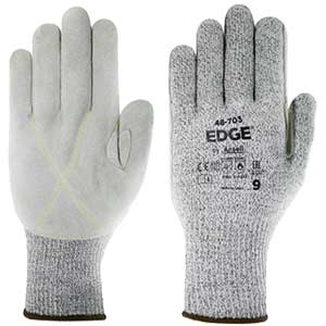 Găng tay chịu mài mòn, cắt và chịu nhiệt ANSELL EDGE 48-703 (8) Size: 8; Vật liệu: Vải dệt kim; Vật liệu lớp phủ: Da; Màu sắc: Màu xám