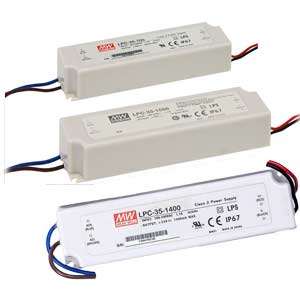 Nguồn đèn LED dòng không đổi MEAN WELL LPC-35-1400 Nguồn cấp: 100...240VAC; Điện áp đầu ra: 9...24VDC; Dòng điện đầu ra: 1.4A; Công suất đầu ra: 33.6W