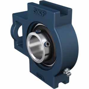 Cụm ổ bi kiểu puli căng bằng gang có ổ bi tự lựa vòng ngoài, khóa bằng vít hãm và vòng trong kéo dài SKF UCT 214