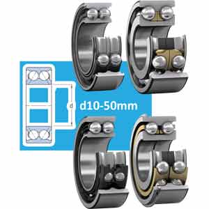 Ổ bi tiếp xúc góc hai dãy với vòng ngoài hai nửa d10-50mm SKF 3202 ATN9