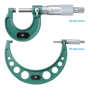 Panme đo ngoài NIIGATA SEIKI MC106-200 175...200mm; Khoảng chia: 0.01mm; Sai số: 7µm; Loại chỉnh ống đẩy trục chính: Ratchet stop ; Hình dạng đầu đe: Flat; Hình dạng đầu trục chính: Flat