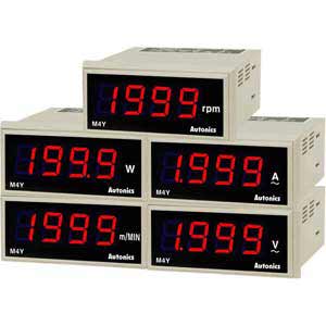 Đồng hồ đo hiển thị số AUTONICS M4Y-DV-X Nguồn cấp: 100...240VAC; Thông số đo lường: Voltage (DC); Kích thước lỗ cắt: W68xH31.5mm