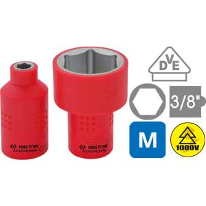 Đầu khẩu cách điện VDE 3/8 inch lục giác hệ mét KINGTONY 3335VE16M